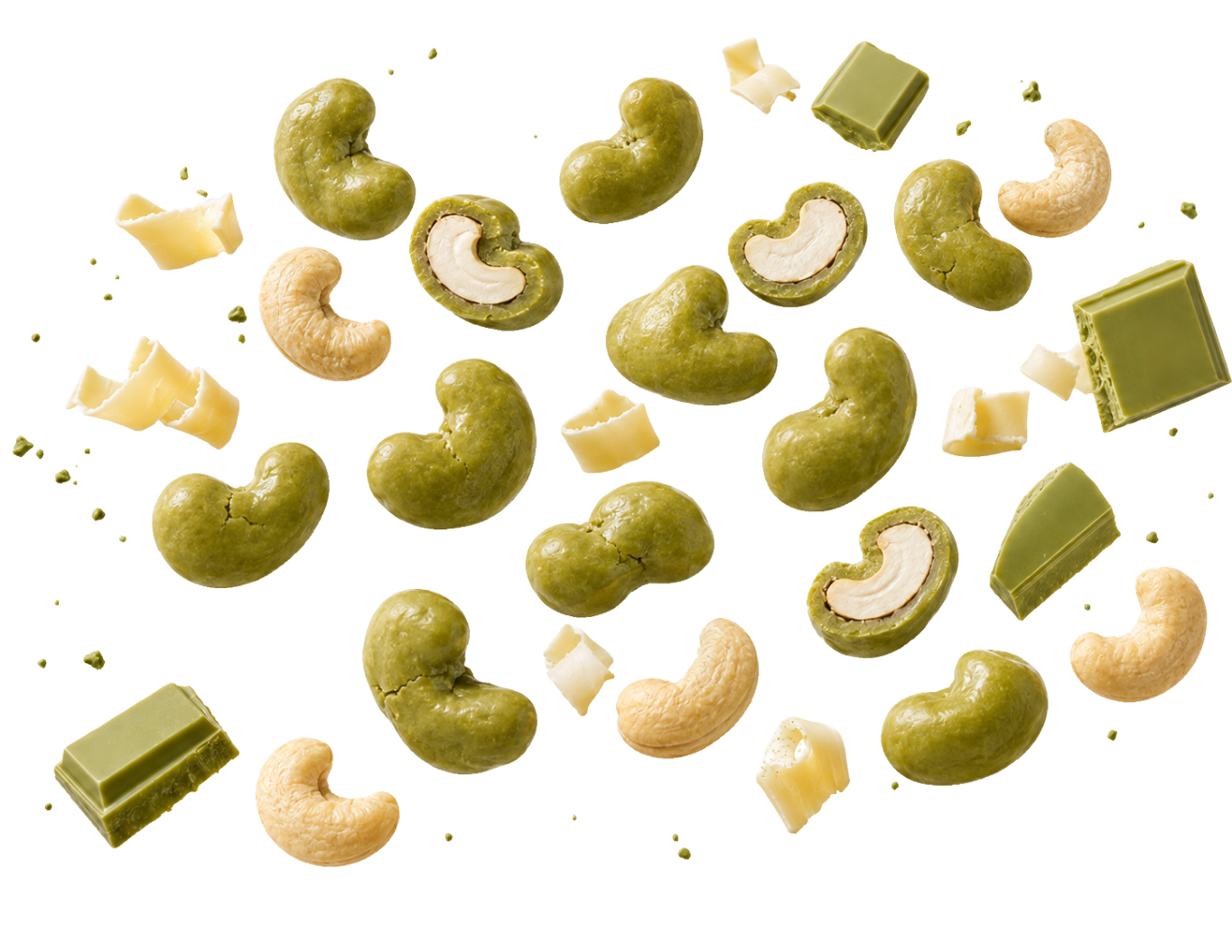 Kešu v matcha čokoládě